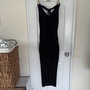 12th Tribe Black Textured Midi Dress